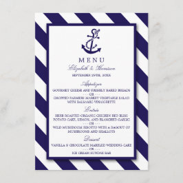 Menu Náutico de Casamento de Tiras e Âncoras Azuis
