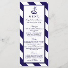 Menu Náutico de Casamento de Tiras e Âncoras Azuis