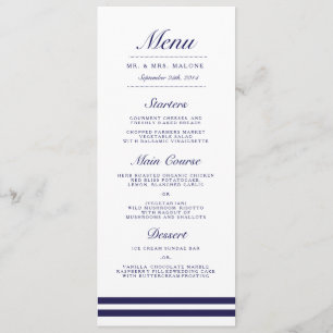 Menu náutico do comensal de casamento do marinho