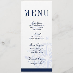 Menu náutico do comensal de casamento do rosa de