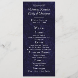 Menu Navy Blue White Script Wedding Reception 