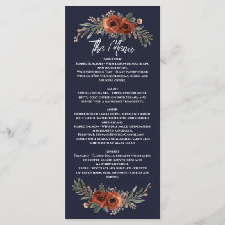 Menu Navy Terracotta Boho Floral