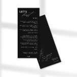 Menu Negra de Caligrafia Moderna do Banquete vamos<br><div class="desc">Um novo design de cardápio minimalista. Apresentando uma caligrafia moderna combinada com uma tipografia serif clássica para um olhar chic. . Esta design em preto e branco é excelente para um elegante, verão, outono, clube primavera ou casamento ao ar livre. Se precisar de ajuda ou se tiver perguntas, entre em...</div>