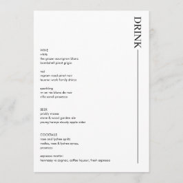 Menu Negra e Branca Minimalistas Bebidas 5x7