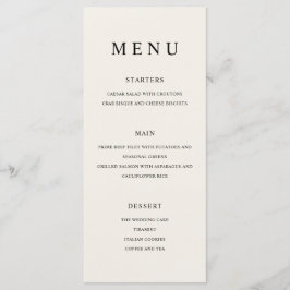 Menu Negra Minimalista Moderna e Casamento Ecru