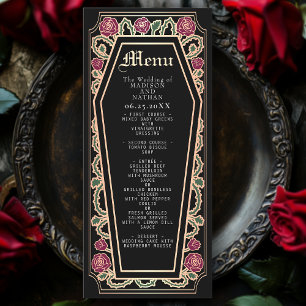 Menu Negra rosa Dourado de Coffin Rosa