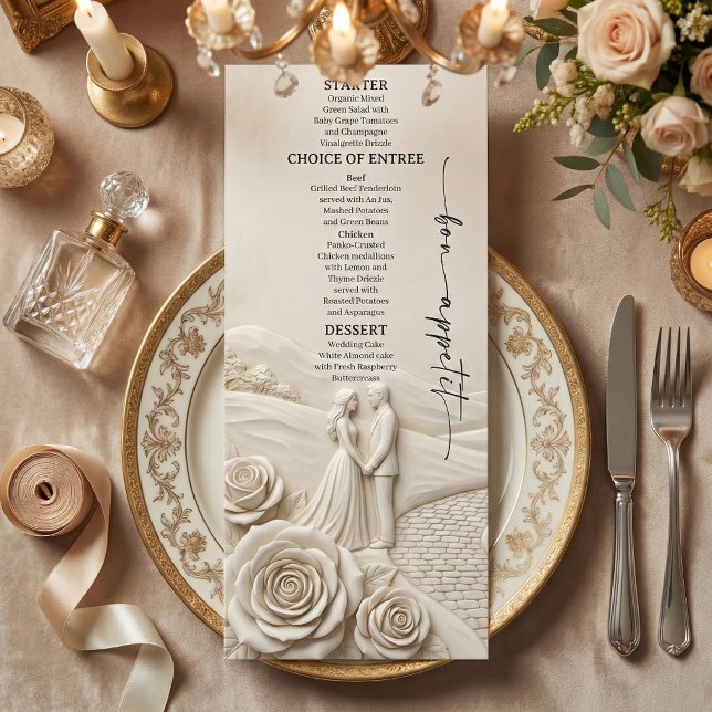 Menu Neoclassical Cream Garden Romance Wedding (Criador carregado)
