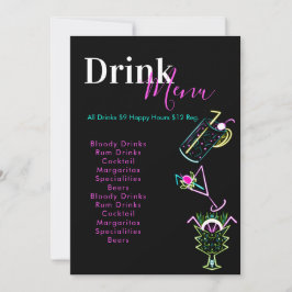 Menu Neon Bar Restaurant Abstrato Drinks (Restaura