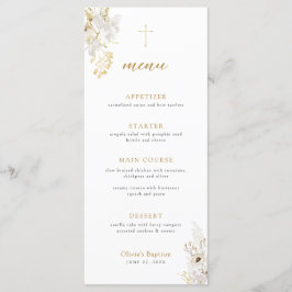 Menu Neutro do Batismo de flor selvagem Dourada do