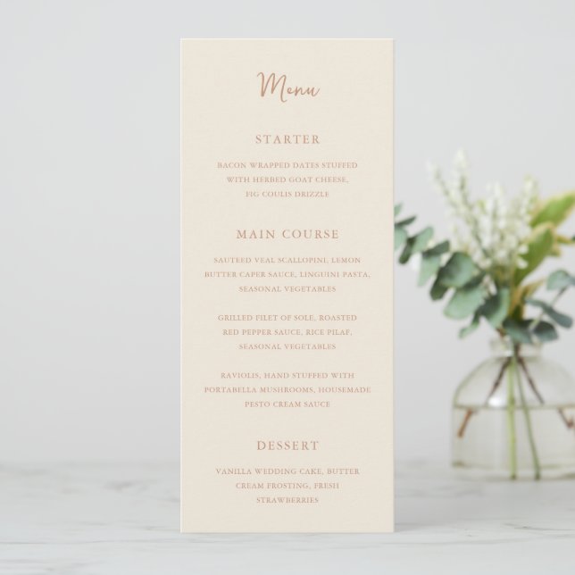 Menu Neutros Terrosos Elegantes Casamento Moderno (Em pé/Frente)