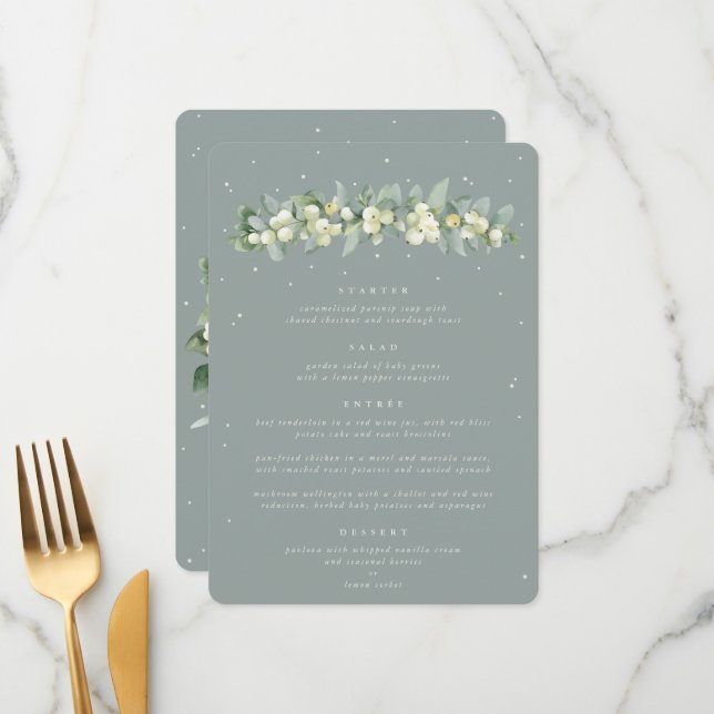 Menu Neve Seafoam + Eucalipto Casamento de 4 Pratos (Frente/Verso In Situ)