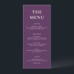 Menu Nikki Purple Modern Wedding<br><div class="desc">Menus modernos de casamento com um simples design com fontes ousadas de serifa.</div>