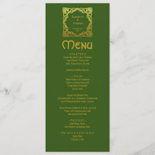 Menu Nó Celta Elegante De Casamento Verde Faux Dourado