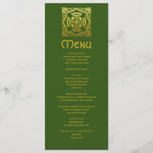 Menu Nó Celta Elegante De Casamento Verde Faux Dourado