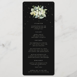 Menu Noiva de Snowberry Preto+Eucalipto 4 Pratos Flat