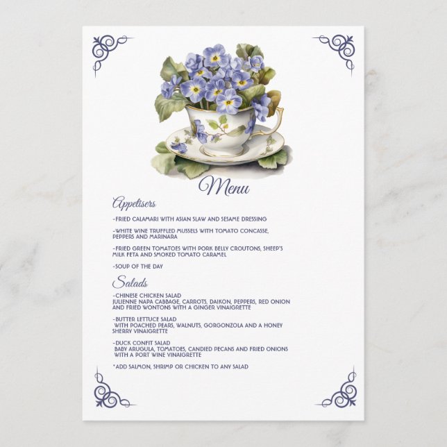 Menu Noiva Floral Crepúsculo Futuro Prímula Comum (Frente)