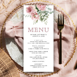 Menu Noiva Floral Eucalipto Rosa Corado