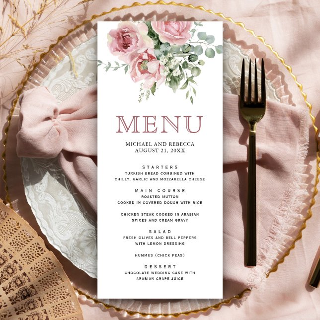 Menu Noiva Floral Eucalipto Rosa Corado (Criador carregado)