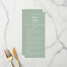 Menu Noiva Minimalista Salvia Ampersand Reverso Elegant