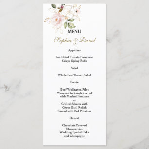 Menu Noiva Monograma Flores Rosa Charme Dourado Casamen