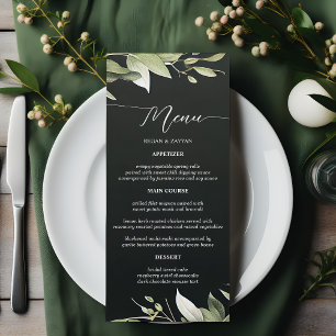 Menu Noivado Folhas Modernas Verde Escuro Vegetação