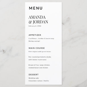 Menu Noivado Mínimo Luxo Preto e Branco