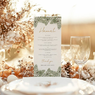 Menu Nome Whimsical Green Pine Cone Casamentos