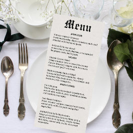 Menu Nostalgic Newspaper Weding