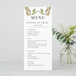Menu Nouveau Floral Wedding