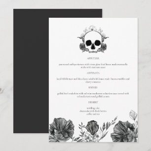 Menu NOVA Até a Morte Cardápio de Jantar Caveira Gótica