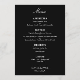 Menu Nupcial Elegante Na moda Branco Negro