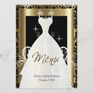 Menu nupcial no damasco Dourado & preto