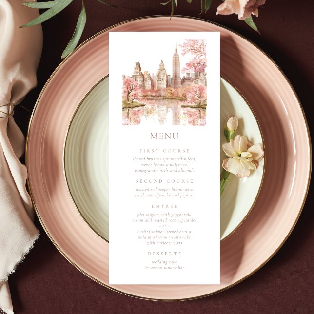 Menu NY Casamento Dusty Pink Watercolor (Criador carregado)