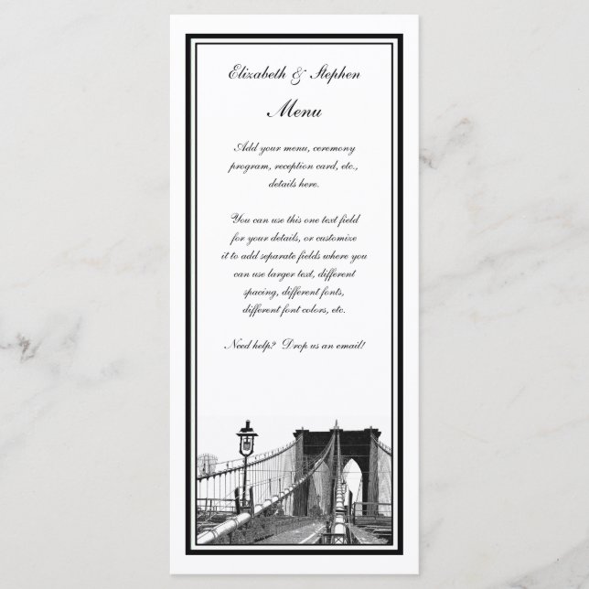 Menu NYC Skyline Brooklyn Bridge Nº 2 Enchida (Frente)