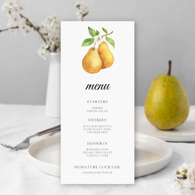 Menu O cardápio de chá de noiva da pera perfeita (Criador carregado)