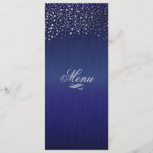 Menu O confete de prata à moda pontilha azul escuro