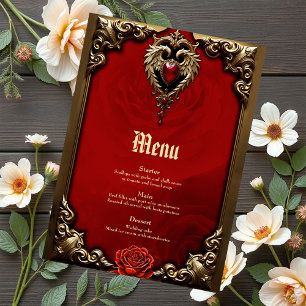 Menu O coração gótico do fogo e do ouro.