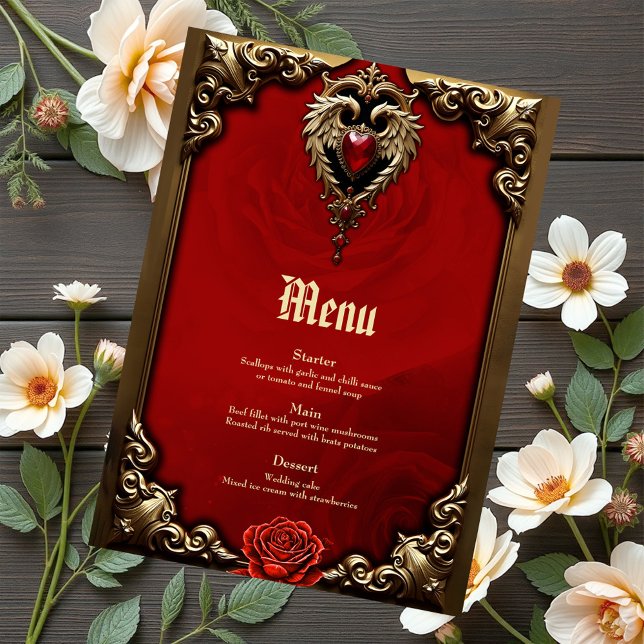 Menu O coração gótico do fogo e do ouro. (Criador carregado)