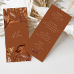 Menu O Elegante Fall Terracotta Deixa Casamento<br><div class="desc">Com seu elegante design, paleta de cor rusticada de terracota, e delicados sotaques florais, este cartão de menu adiciona um toque de sofisticação à sua experiência de jantar. Criado com atenção aos detalhes, este cartão de menu melhora o ambiente geral de sua recepção e garante uma experiência memorável de jantar...</div>