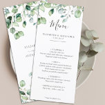 Menu O eucalipto elegante deixa um casamento simples e<br><div class="desc">Criado a coordenar com a nossa coleção "Airy Eucalyptus and Dourado Elegant Wedding", este cardápio de casamento personalizável é perfeito para qualquer na moda, e qualquer janto elegante de casamento. Apresentando um buquê contemporâneo e arejado de folhas de eucalipto complementado com delicados e suaves culturas e speck de ouro (impressos),...</div>