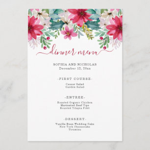Menu O feriado da aguarela floresce   que Wedding
