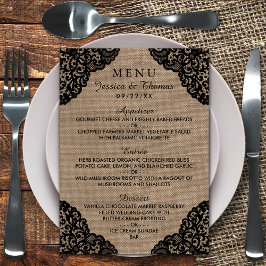 Menu O Lugar Negro Na Coleção De Casamentos De Burlap R