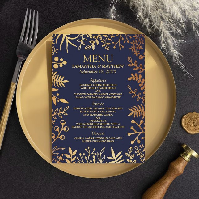 Menu O Marinho Elegante e a Dourada Coleção de Casament (Criador carregado)