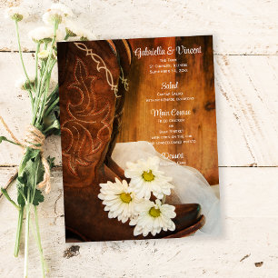 Menu ocidental do casamento das botas de vaqueiro