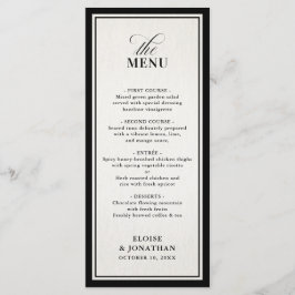 Menu Old Money Modern Formal Black Luxury Wedding