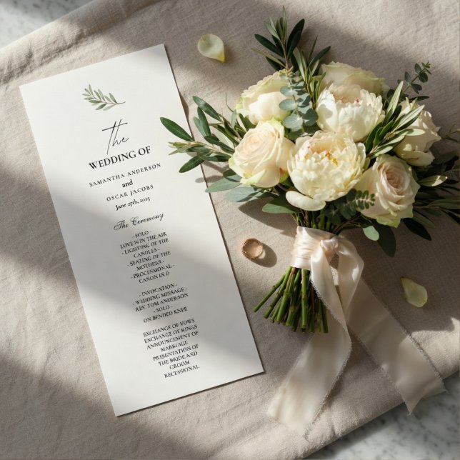 Menu Olive Branch Wedding Program | Minimal  (Criador carregado)
