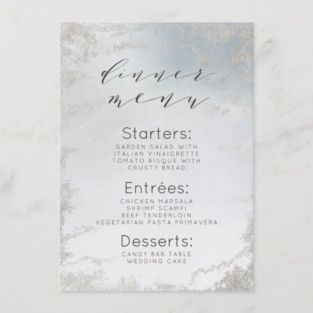 Menu Ombre Fosco Azul  Silver Foil Moderno Janto (Frente)