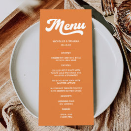 Menu Orange Retro 70s Wedding
