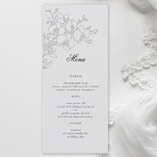 Menu Orchid Elevated Ivory Formal Traditional Wedding (orchid wedding menu formal modern classic traditional black tie parents hosted ivory)