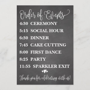 Menu Ordem do giz de eventos que Wedding o sinal da